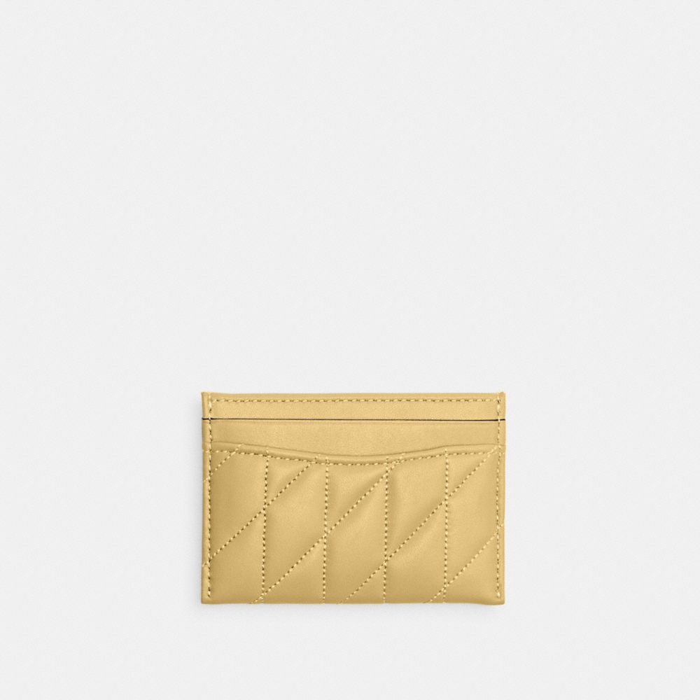 COACH®,Essential Card Case With Pillow Quilting,Leather,Card Case,Logo,Metal,Casual,Beige,Back View