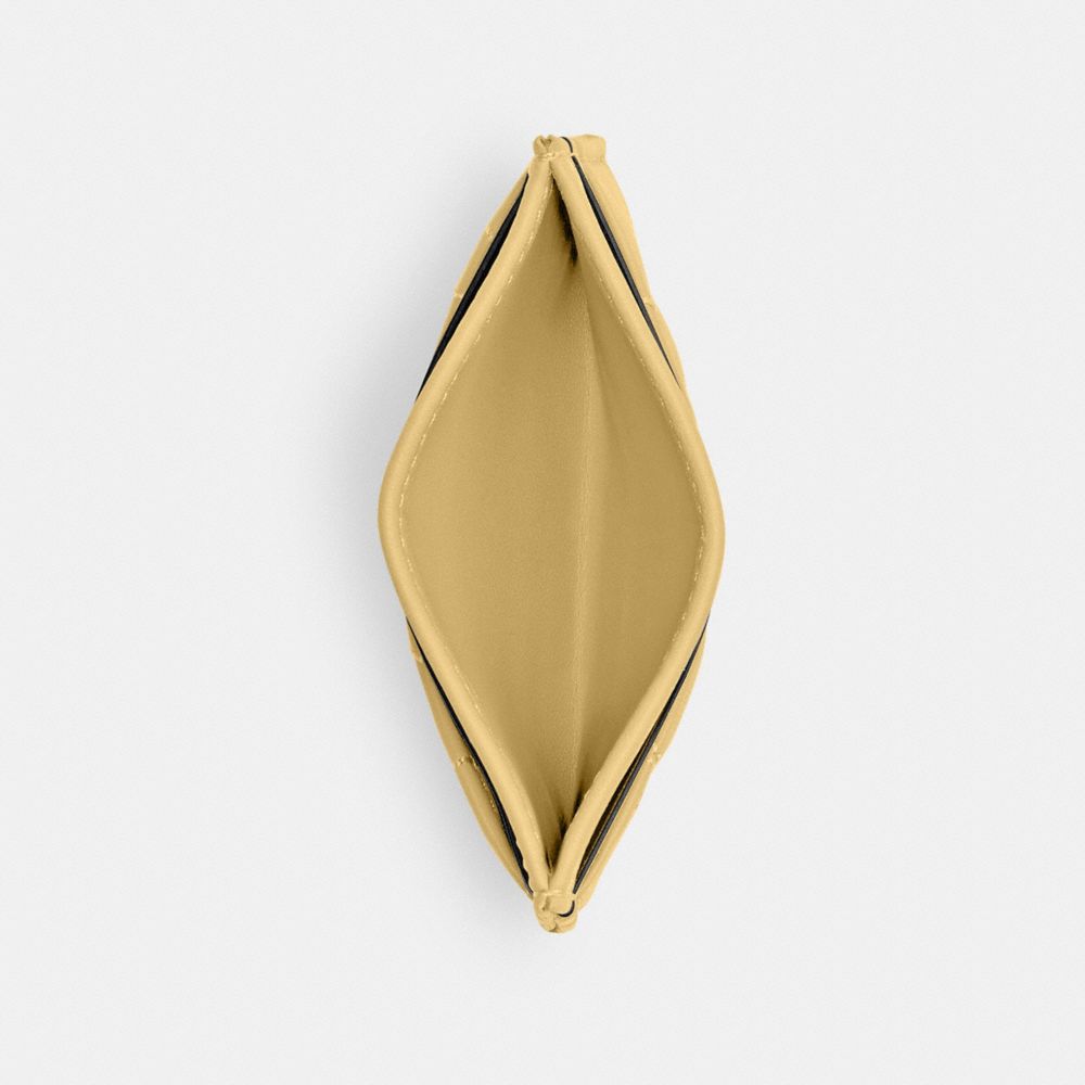 COACH®,Essential Card Case With Pillow Quilting,Leather,Card Case,Logo,Metal,Casual,Beige,Inside View,Top View