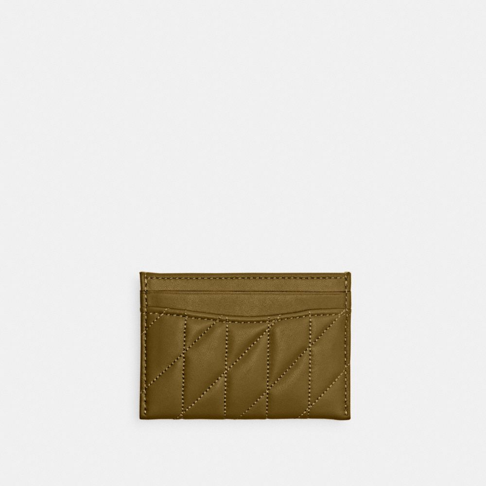 COACH®,Essential Card Case With Pillow Quilting,Leather,Card Case,Logo,Metal,Casual,Brown,Back View
