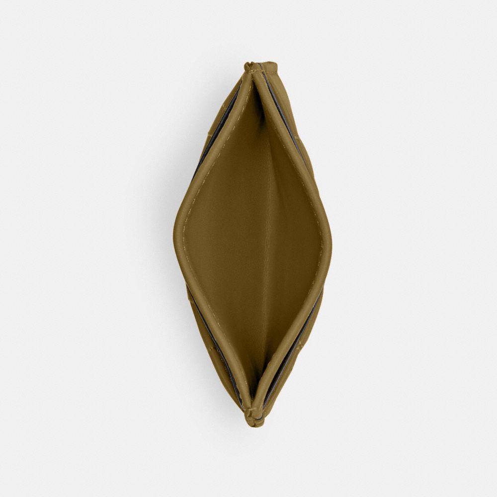 COACH®,Essential Card Case With Pillow Quilting,Leather,Card Case,Logo,Metal,Casual,Brown,Inside View,Top View