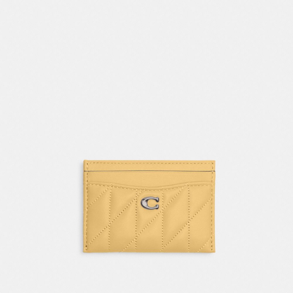 COACH®,ESSENTIAL CARD CASE WITH PILLOW QUILTING,Nappa leather,Silver/Hay,Front View
