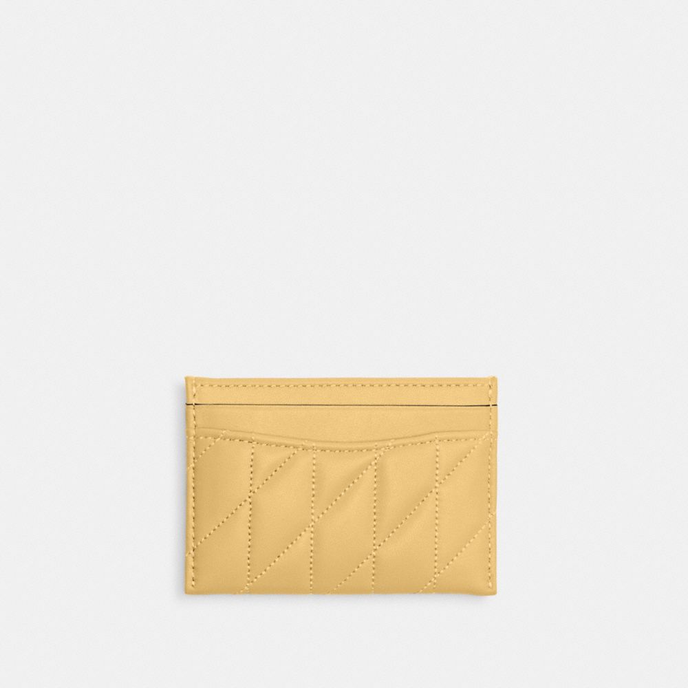 COACH®,PORTE-CARTES ESSENTIEL AVEC MATELASSAGE PILLOW,Cuir lisse,Argent/Foin,Back View