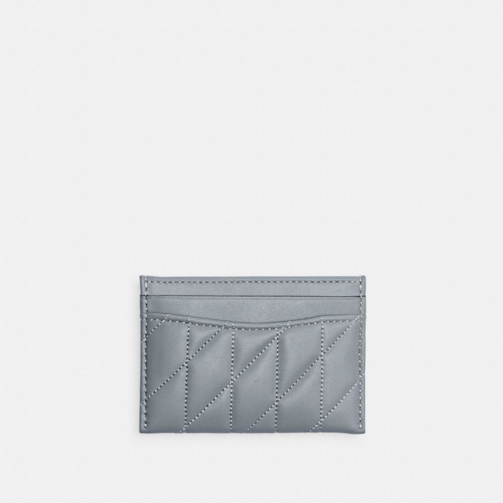 COACH®,ESSENTIAL CARD CASE WITH PILLOW QUILTING,Nappa leather,Silver/Grey Blue,Back View