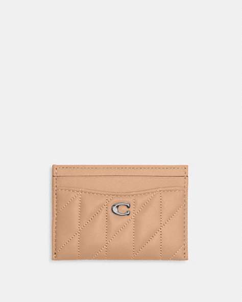 COACH®,ESSENTIAL CARD CASE WITH PILLOW QUILTING,Nappa leather,Silver/Buff,Front View