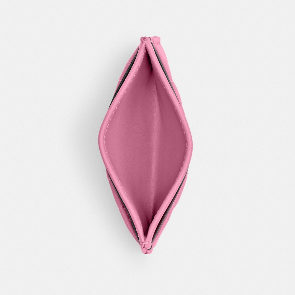 COACH®,PORTE-CARTES ESSENTIEL AVEC MATELASSAGE PILLOW,Cuir lisse,Argent/Rose vif,Inside View,Top View