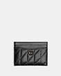 COACH®,ESSENTIAL CARD CASE WITH PILLOW QUILTING,Nappa leather,Pewter/Black,Front View