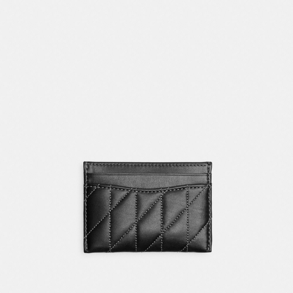 COACH®,ESSENTIAL CARD CASE WITH PILLOW QUILTING,Nappa leather,Pewter/Black,Back View