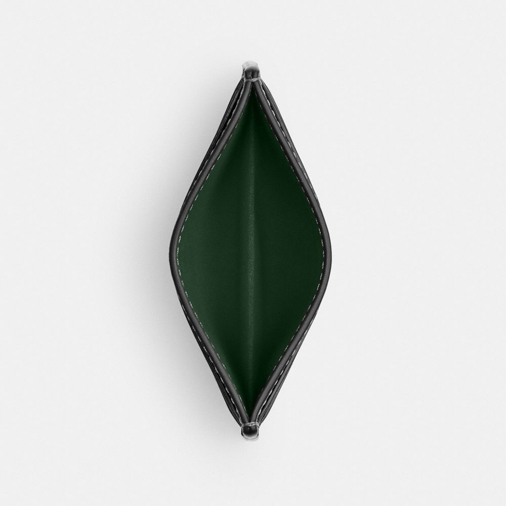 COACH®,Essential Card Case,Calfskin Leather,Card Case,Logo,Metal,Casual,Emerald,Inside View,Top View
