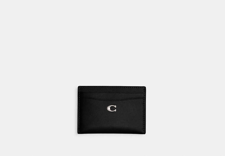 COACH®,ESSENTIAL CARD CASE,Refined Calf Leather,Silver/Black,Front View