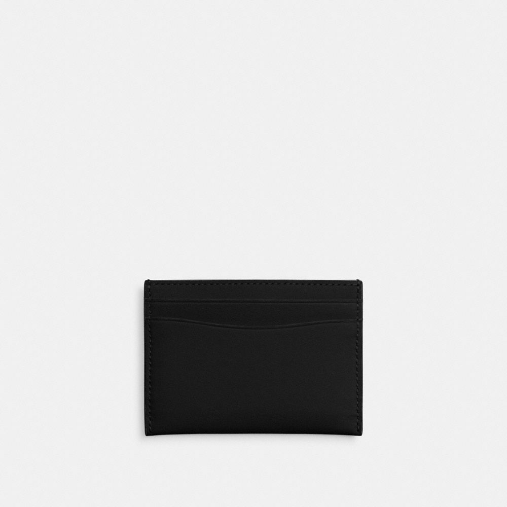 COACH®,ESSENTIAL CARD CASE,Refined Calf Leather,Silver/Black,Back View