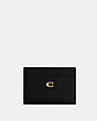 COACH®,ESSENTIAL CARD CASE,Polished Pebble Leather,Brass/Black,Front View