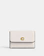 COACH®,ESSENTIAL MINI TRIFOLD WALLET,Polished Pebble Leather,Mini,Brass/Chalk,Front View