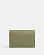 COACH®,ESSENTIAL MINI TRIFOLD WALLET,Polished Pebble Leather,Mini,Brass/Moss,Back View