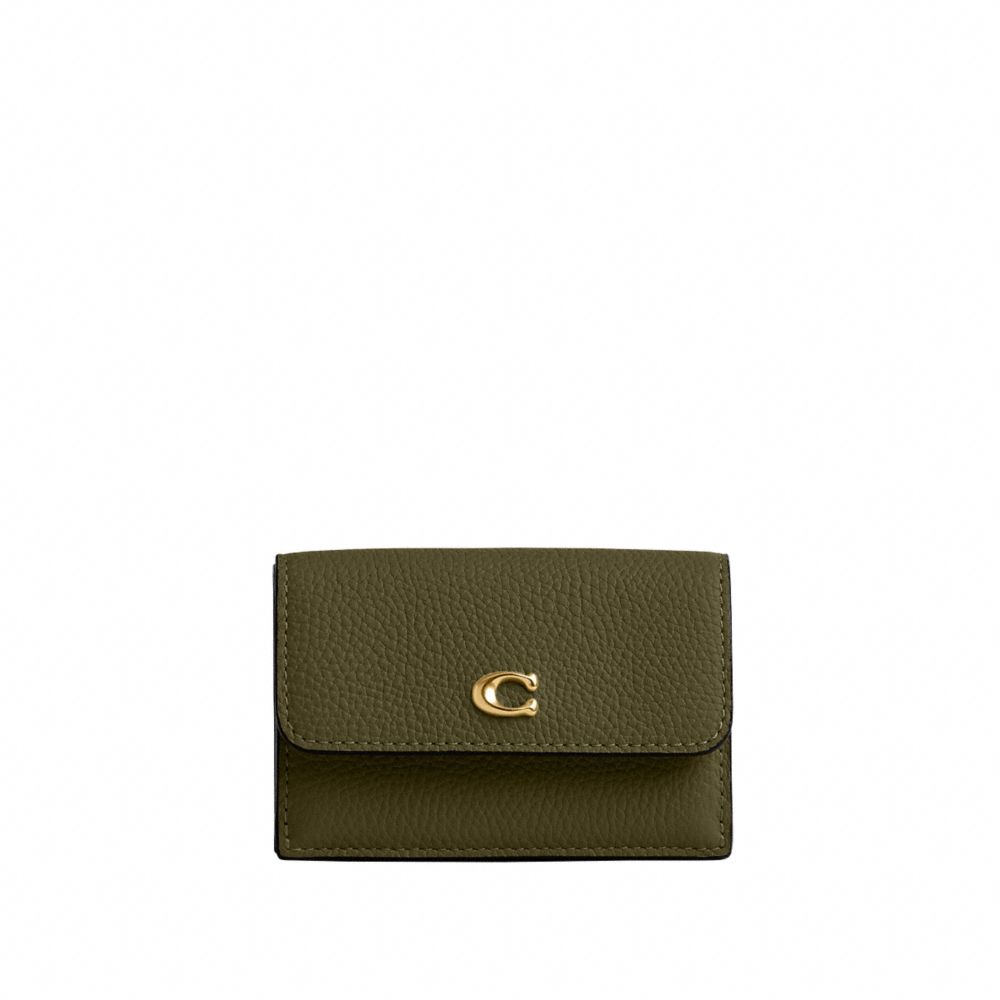 COACH®,ミニ トライフォールド ウォレット,ミニ財布(二つ/三つ折り),ﾌﾞﾗｽ/ｵﾘｰﾌﾞ