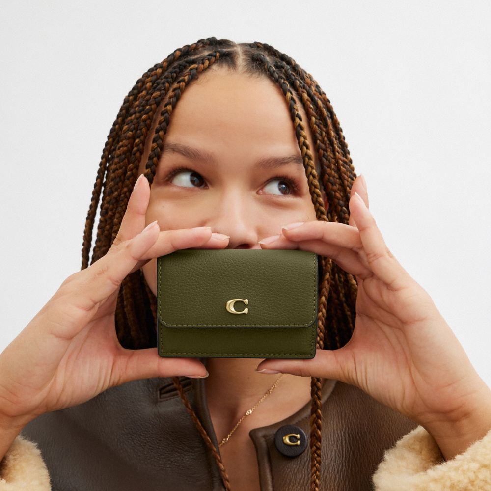 COACH®,ミニ トライフォールド ウォレット,ミニ財布(二つ/三つ折り),ﾌﾞﾗｽ/ｵﾘｰﾌﾞ