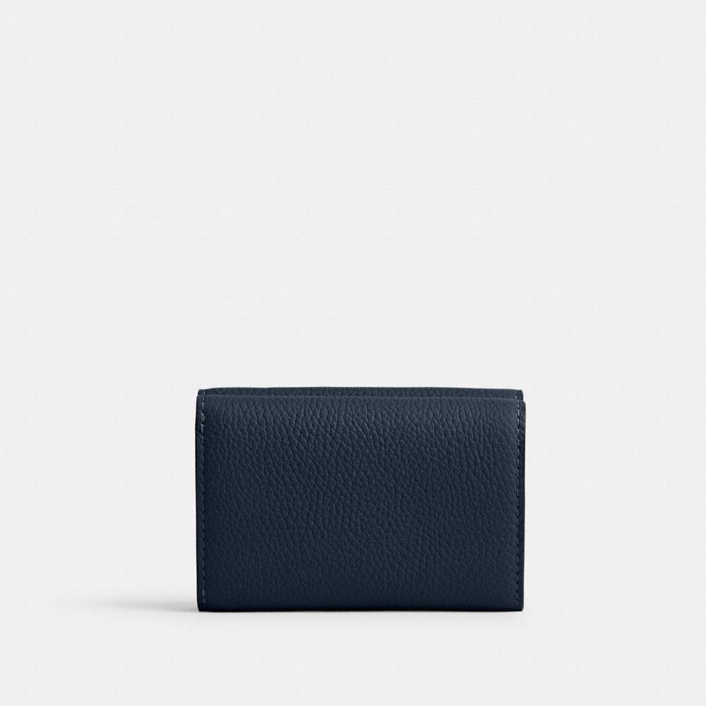 COACH®,Essential Mini Trifold Wallet,Leather,Tri Fold,Metal,Logo,Casual,Navy,Back View