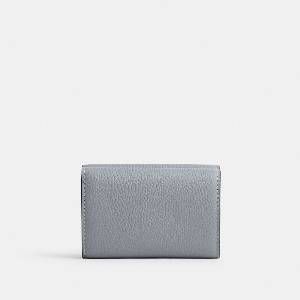 COACH®,Essential Mini Trifold Wallet,Leather,Tri Fold,Metal,Logo,Casual,Gray,Back View