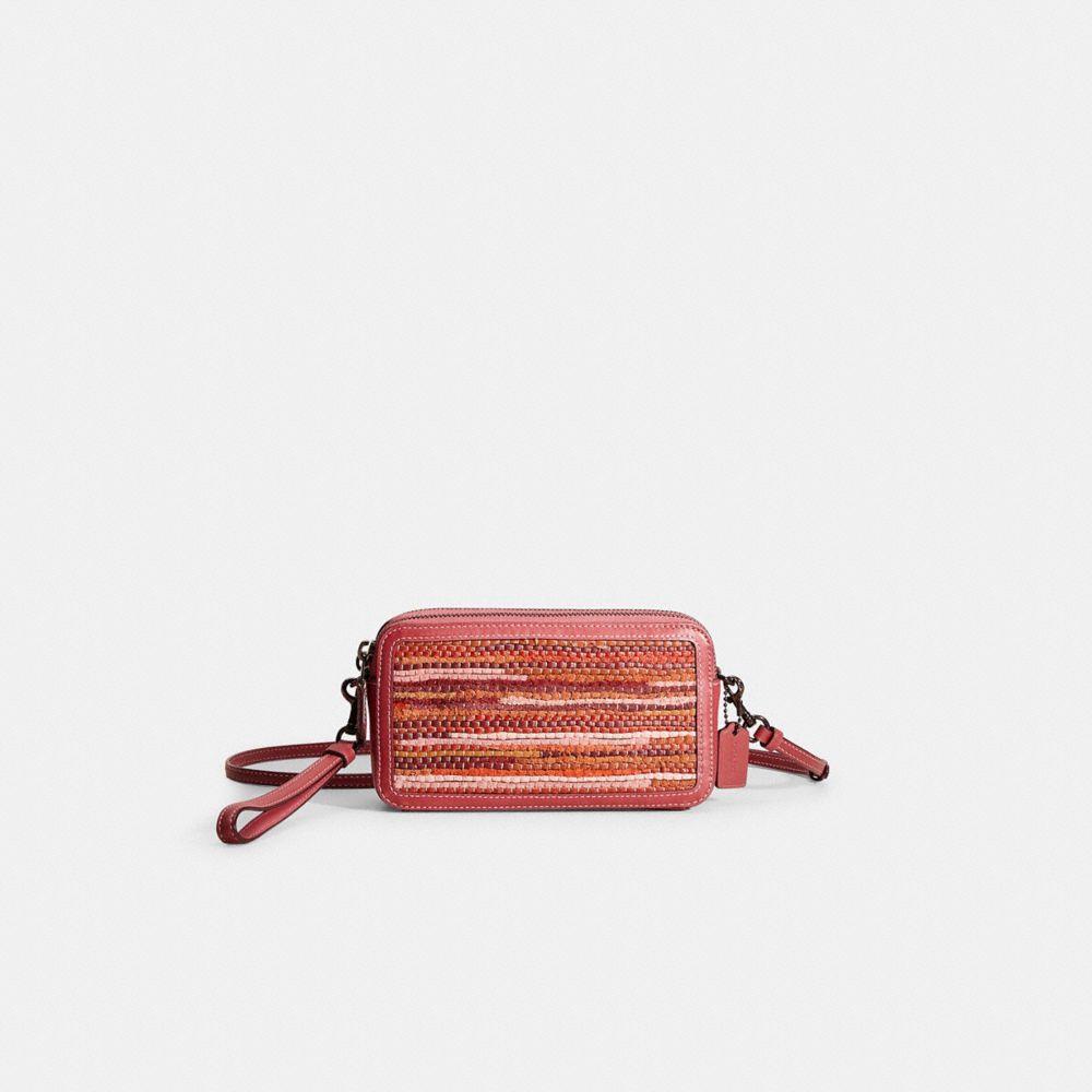 Coach Restored Kira Crossbody In Upwoven Leather In Pewter/rouge Multi