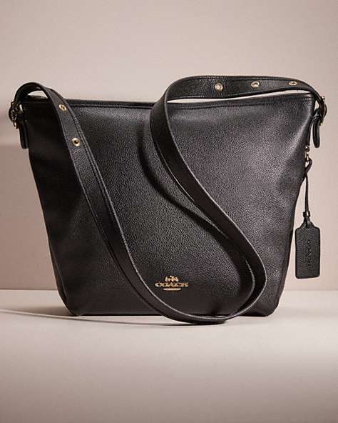 COACH®,RESTORED DUFFLETTE,Polished Pebble Leather,Large,Light Gold/Black,Front View