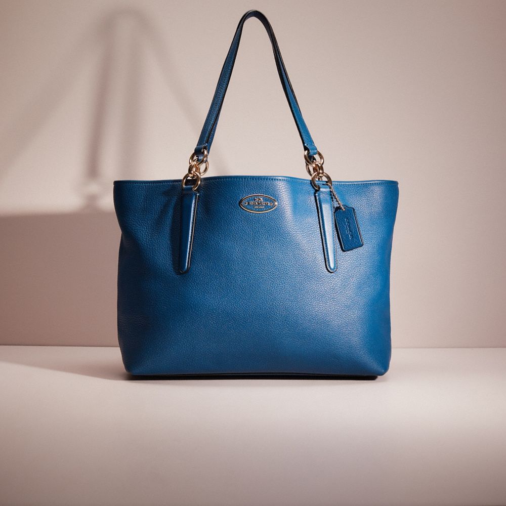 Coach Blue/Silver Denim and Leather Tote