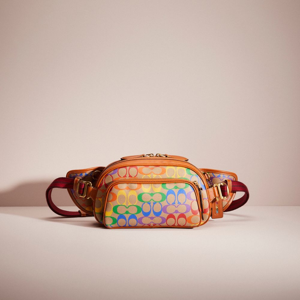 COACH Restored Hitch Belt Bag In Rainbow Signature Canvas