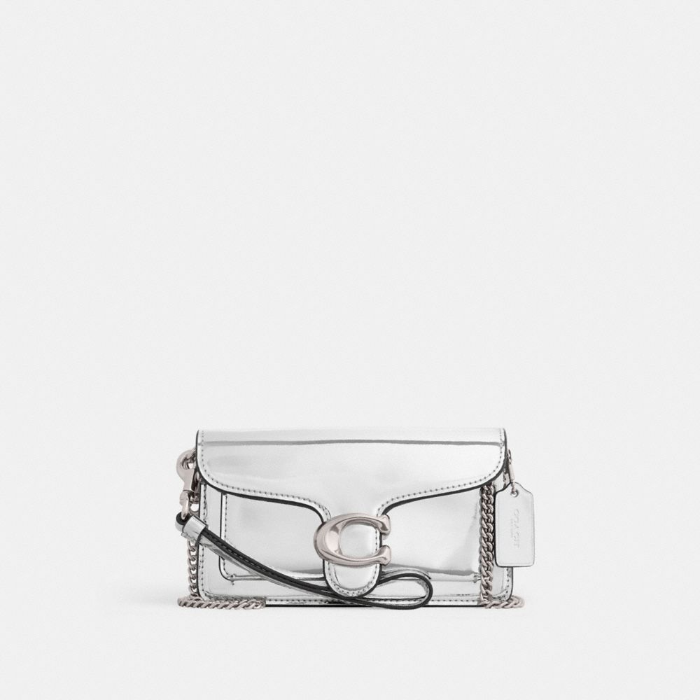 COACH®,TABBY CROSSBODY IN SILVER METALLIC,Metallic Leather,Mini,Silver/Silver,Front View image number 0