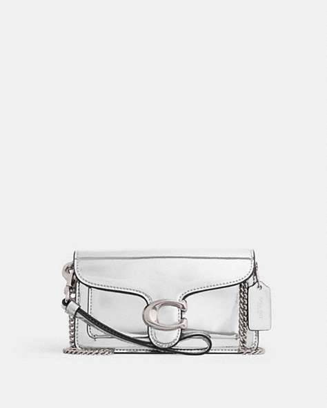 COACH®,TABBY CROSSBODY IN SILVER METALLIC,Metallic Leather,Shine,Silver/Silver,Front View