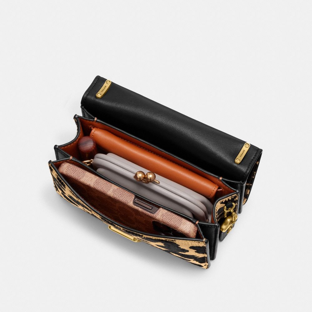 COACH®,Bandit Crossbody Bag In Haircalf With Leopard Print,,Inside View, Top View