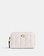 COACH®,SMALL ZIP AROUND CARD CASE WITH PILLOW QUILTING,Nappa leather,Brass/Chalk,Front View