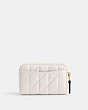COACH®,SMALL ZIP AROUND CARD CASE WITH PILLOW QUILTING,Nappa leather,Brass/Chalk,Back View