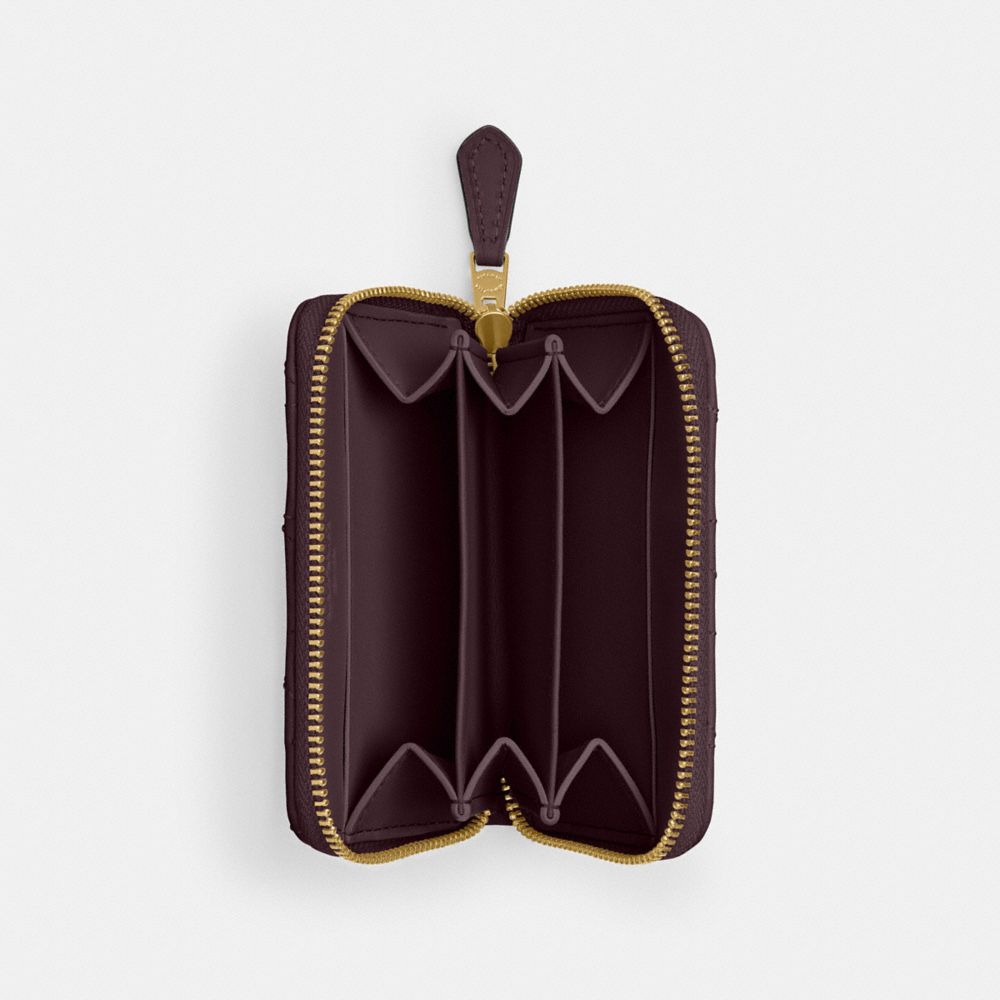 Coach Essential Small Zip Around Card Case With Pillow Quilting