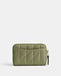 COACH®,SMALL ZIP AROUND CARD CASE WITH PILLOW QUILTING,Nappa leather,Mini,Light Antique Nickel/Moss,Back View