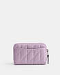 COACH®,SMALL ZIP AROUND CARD CASE WITH PILLOW QUILTING,Nappa leather,Mini,Silver/Soft Purple,Back View