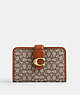 COACH®,TABBY MEDIUM WALLET IN MICRO SIGNATURE JACQUARD,Refined Calf Leather,Brass/Cocoa Burnished Amb,Front View