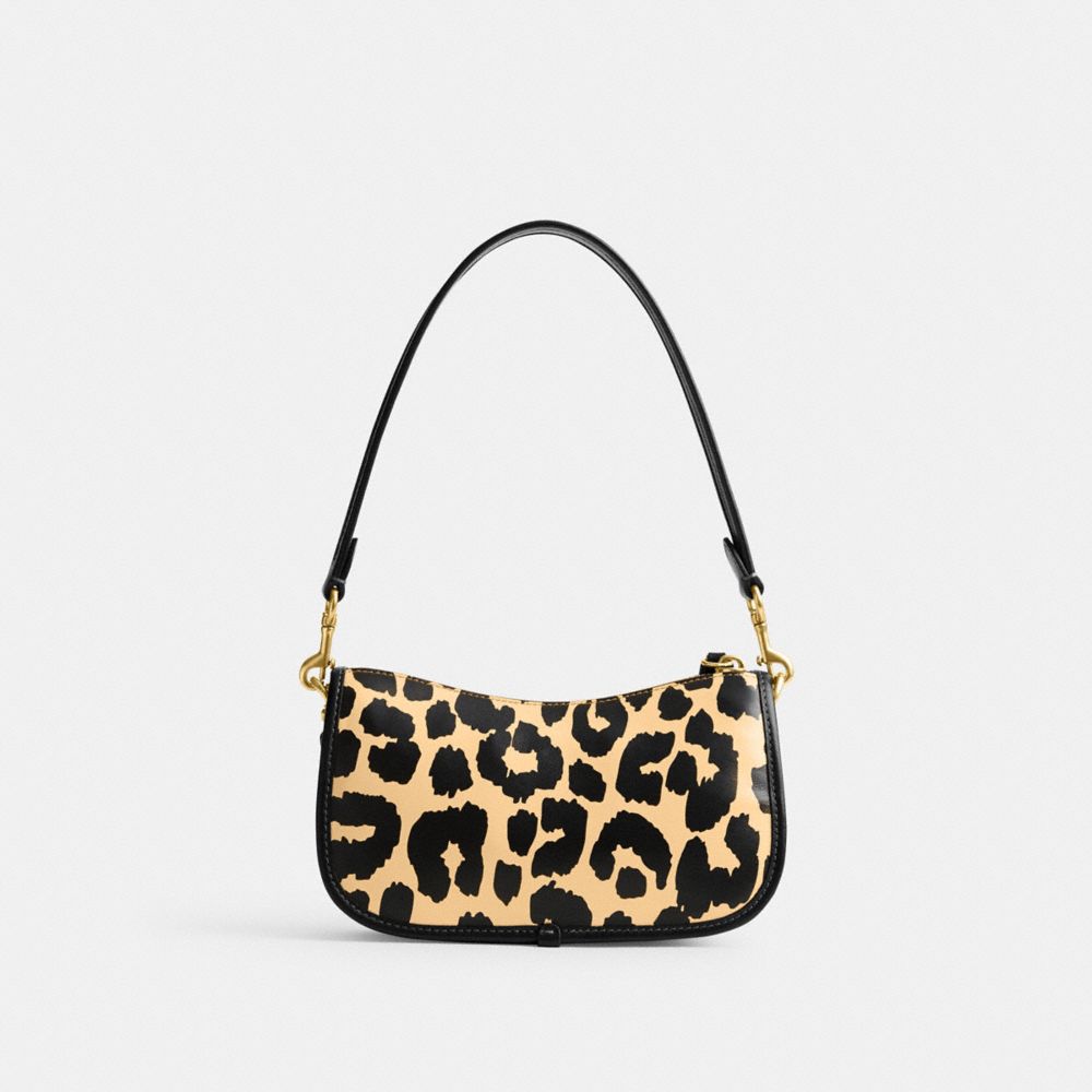 COACH®,Swinger Bag 20 With Leopard Print,Calfskin Leather,Shoulder Bag,Color Block,Brass,Day Party,Multi Color,Back View