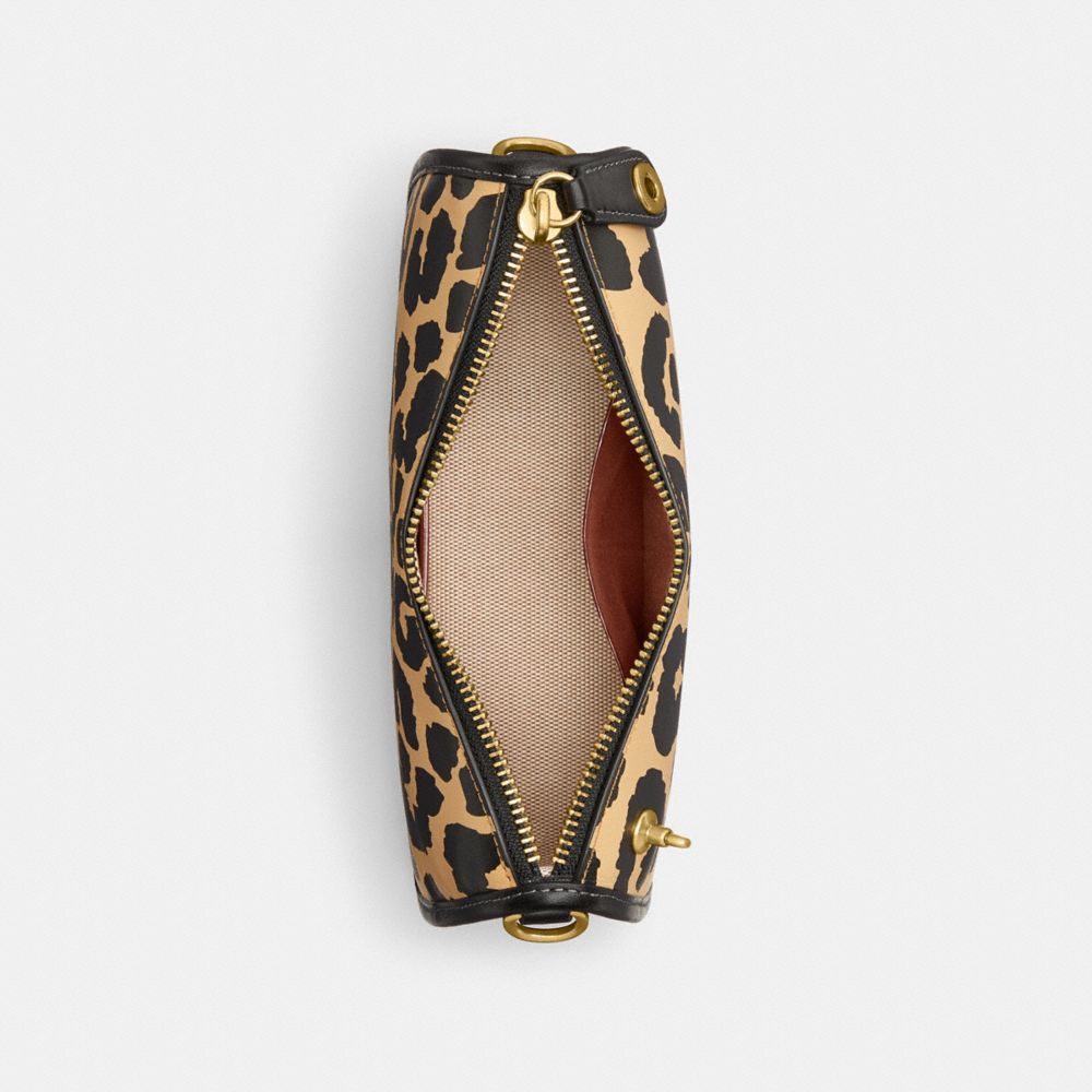 COACH®,Swinger Bag 20 With Leopard Print,Calfskin Leather,Shoulder Bag,Color Block,Brass,Day Party,Multi Color,Inside View,Top View