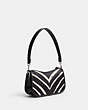 COACH®,SWINGER BAG 20 WITH ZEBRA PRINT,Refined Calf Leather,Small,Silver/Zebra,Angle View