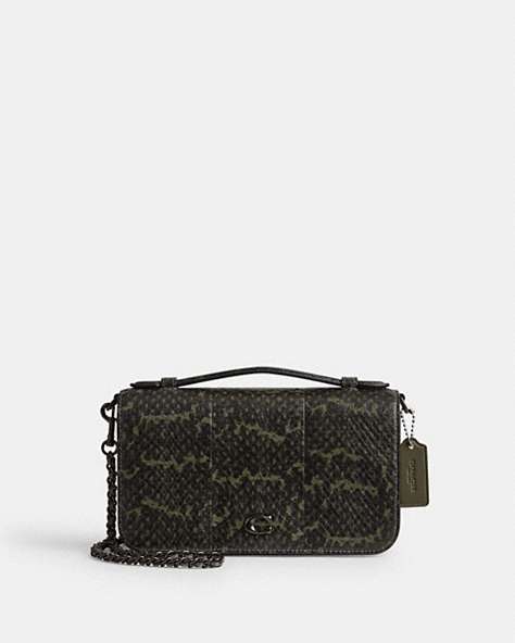 COACH®,BEA CROSSBODY IN SNAKESKIN,Snakeskin Leather,Pewter/Army Green,Front View