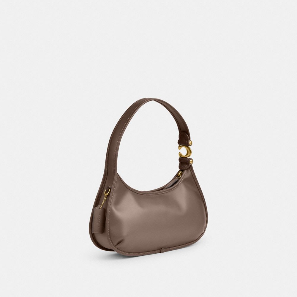 COACH®,Eve Shoulder Bag,Leather,Shoulder Bag,Logo,Metal,Day Party,Brown,Angle View