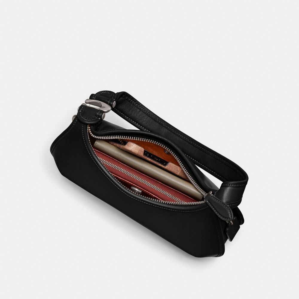 COACH®,Eve Shoulder Bag,Leather,Shoulder Bag,Logo,Metal,Day Party,Black,Inside View,Top View