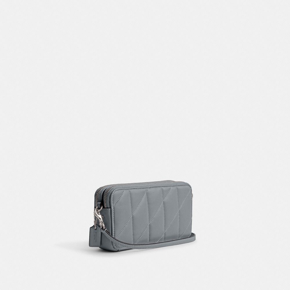 COACH®,KIRA CROSSBODY BAG WITH PILLOW QUILTING,Nappa leather,Mini,Silver/Grey Blue,Angle View