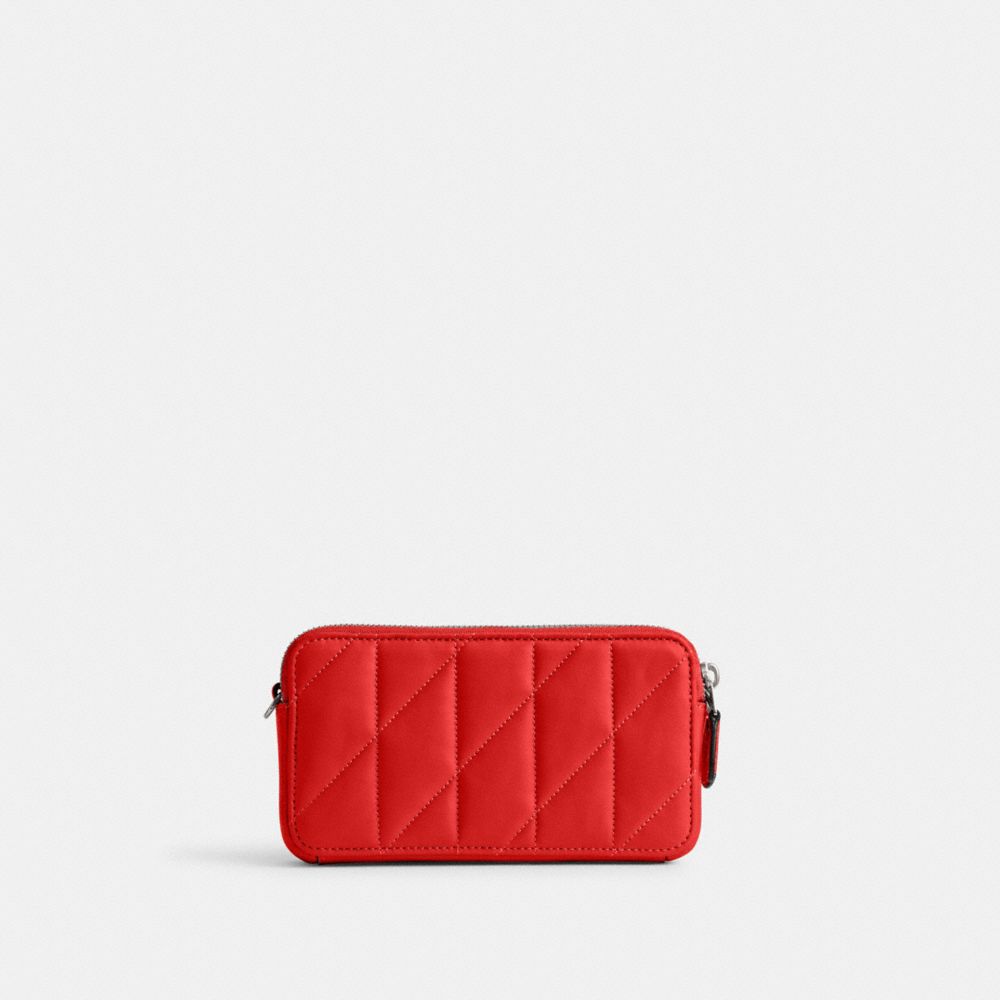 COACH®,Kira Crossbody Bag With Pillow Quilting,Leather,Crossbody,Logo,Metal,Casual,Red,Back View