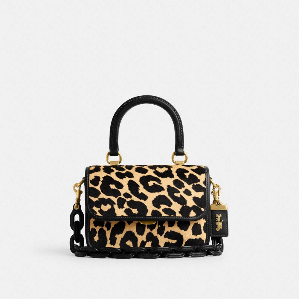 Coach Rogue con manico superiore in cavallino e stampa leopardata