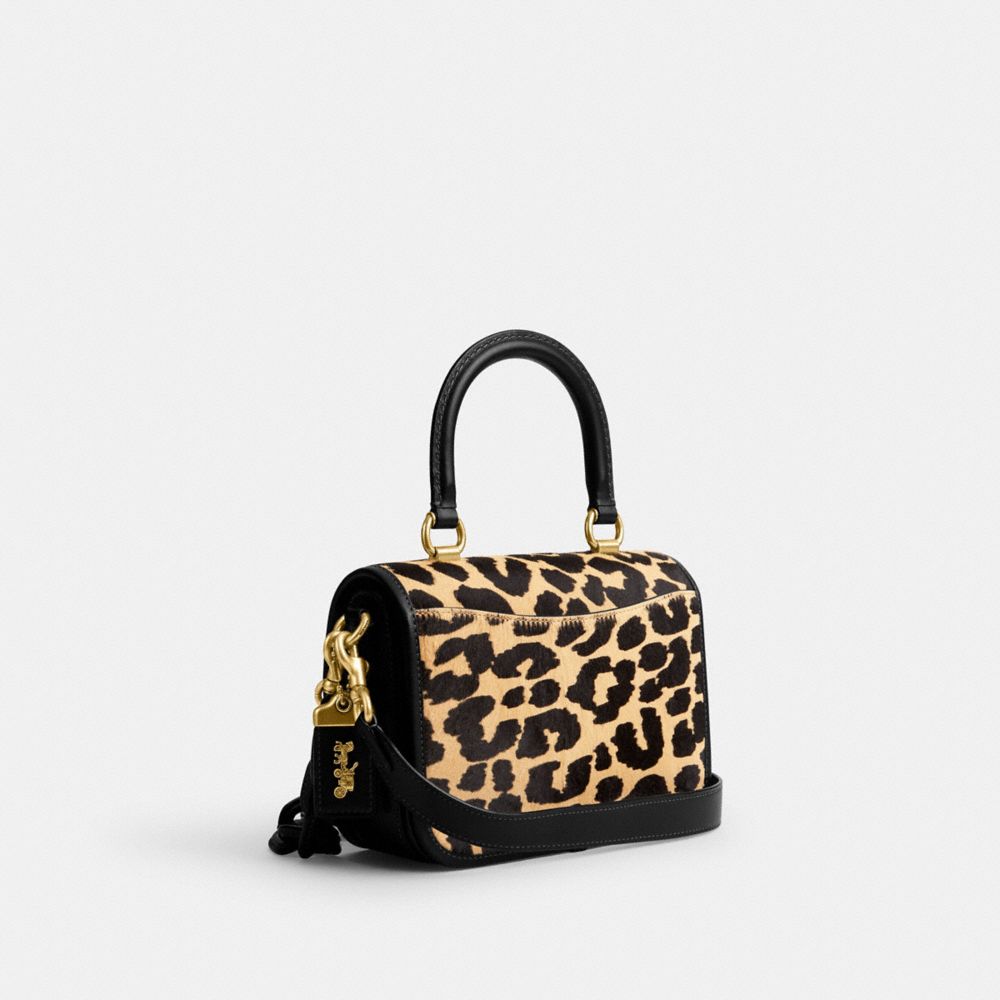 COACH®,Rogue Top Handle Bag In Haircalf With Leopard Print,,Angle View