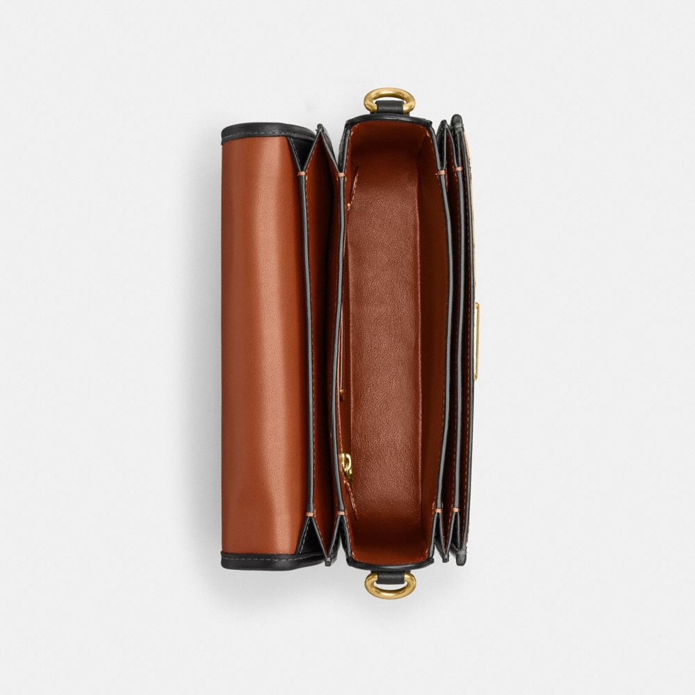 COACH®,Rogue Top Handle Bag In Haircalf With Leopard Print,,Inside View,Top View