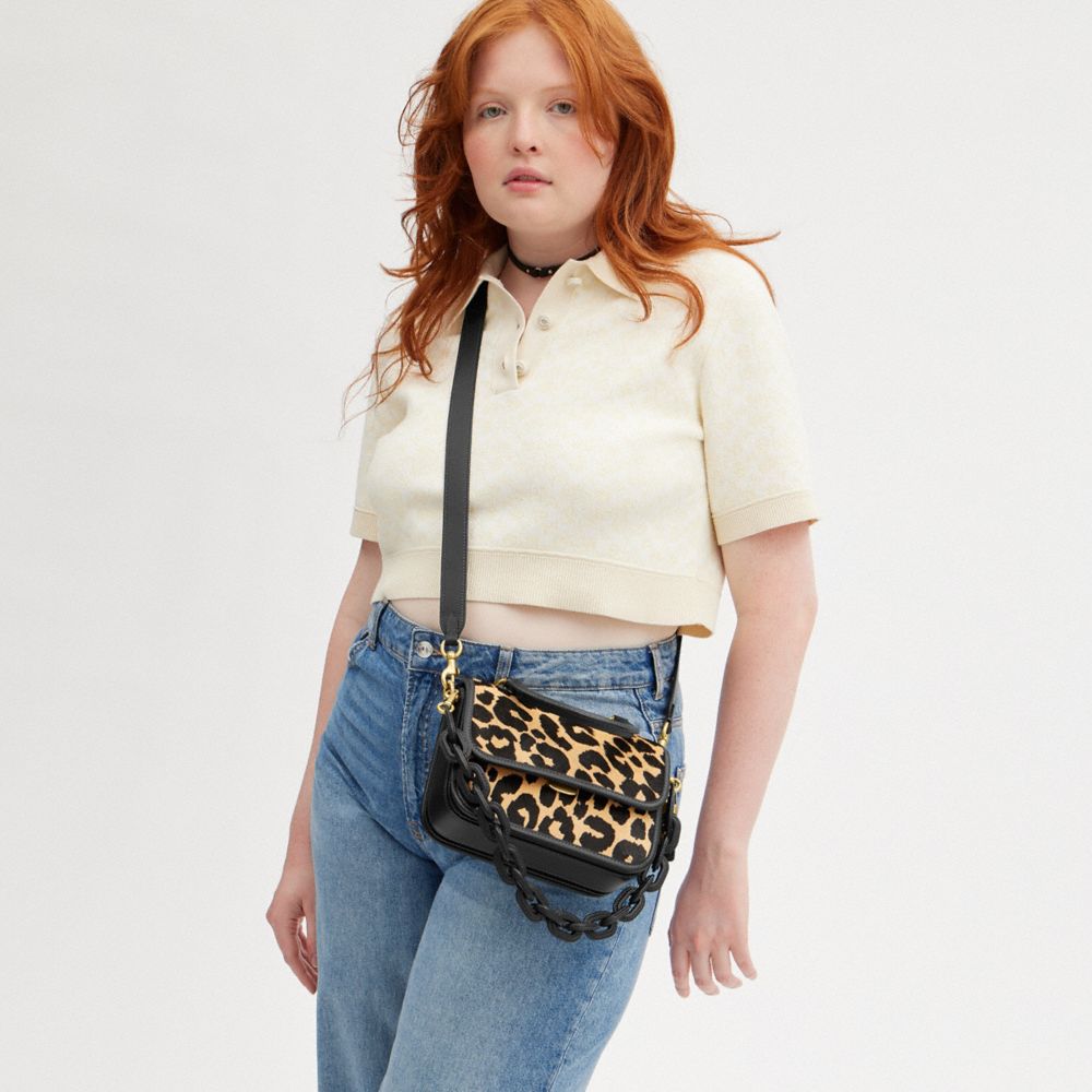 COACH®,Rogue Top Handle Bag In Haircalf With Leopard Print,,Detail View