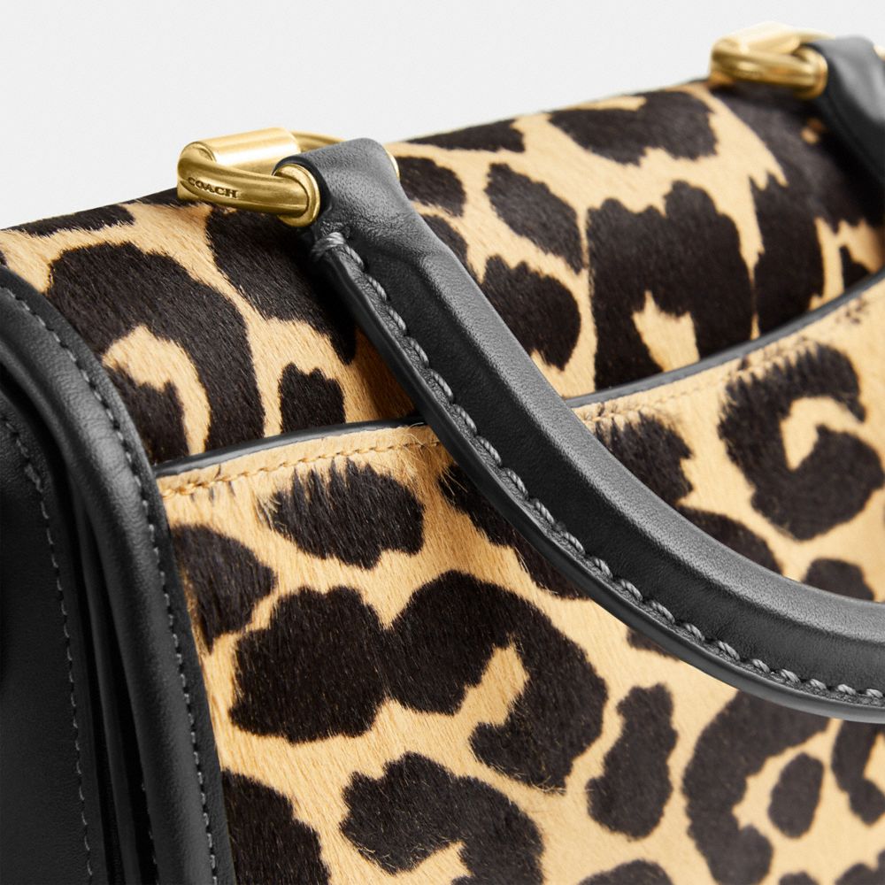 Leopard Hair on Hide Leather Clutch, Versatile 4-way Bag