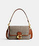 COACH®,SOFT TABBY SHOULDER BAG IN MICRO SIGNATURE JACQUARD,Signature Jacquard,Brass/Cocoa Burnished Amb,Front View