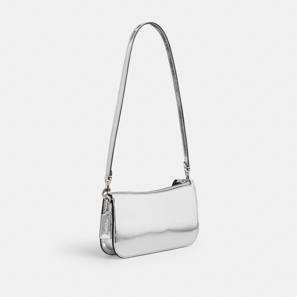 Coach Mirror Metallic Pochette, Silver: Handbags