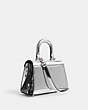 COACH®,SAMMY TOP HANDLE 21 IN SILVER METALLIC,Metallic Leather,Small,Silver/Silver,Angle View